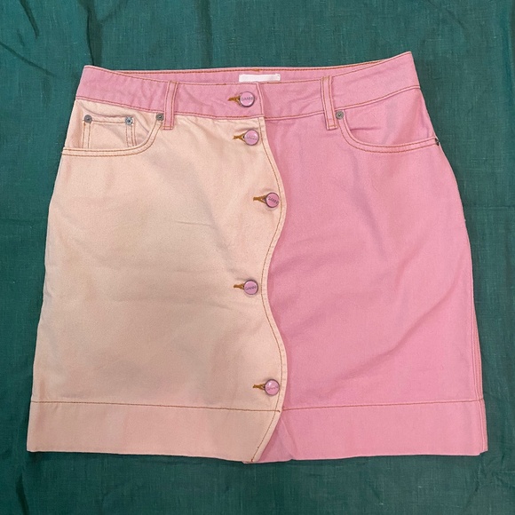 NWT Ganni Two-Tone Denim Skirt Size 40 - Picture 3 of 7